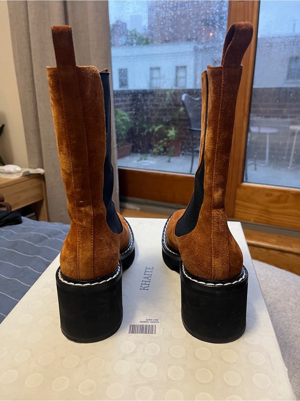 KHAITE Calgary Boot in Cognac Brown Suede - Picture 6 of 12